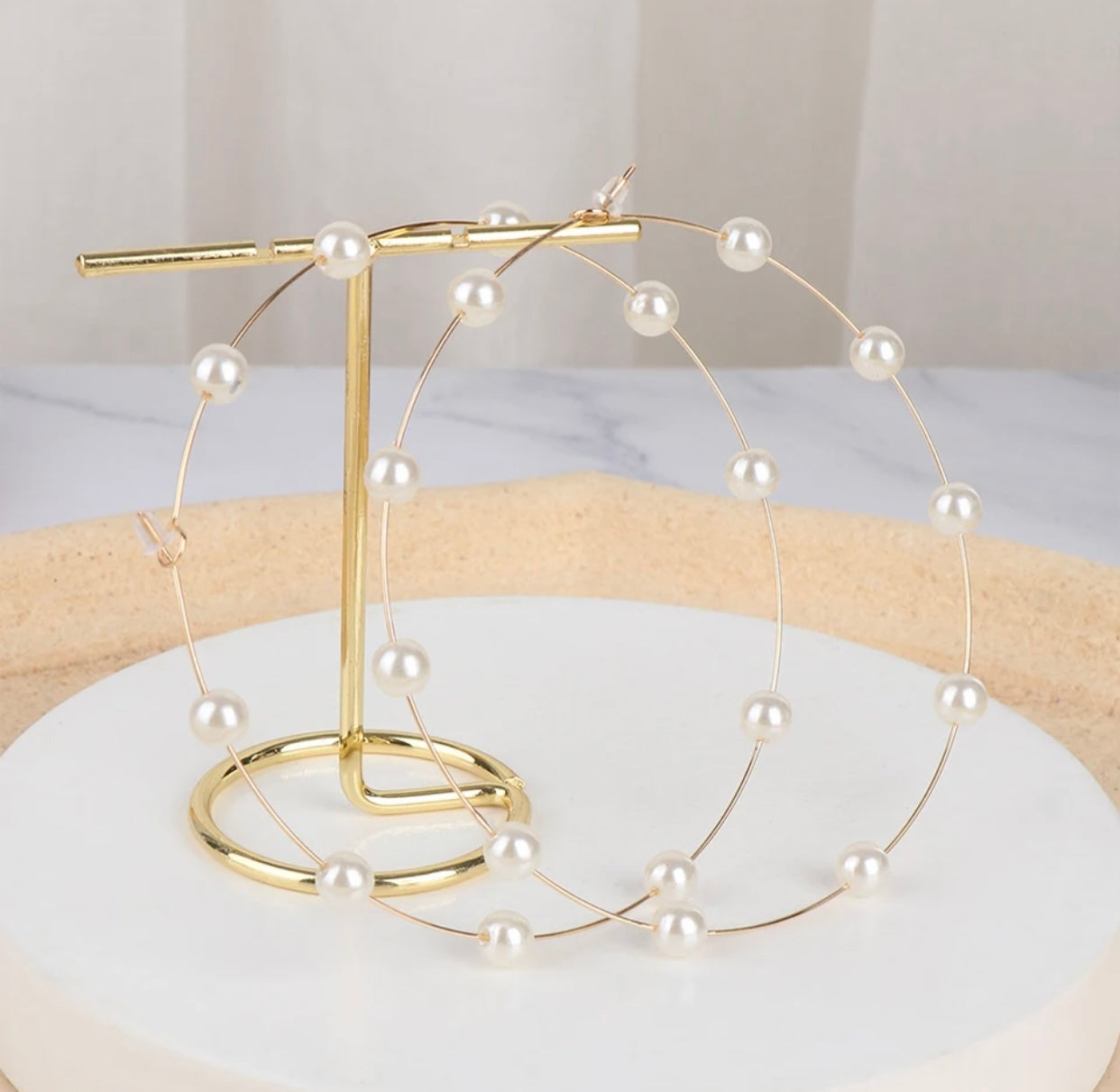 Bianca Pearl Hoop Earrings