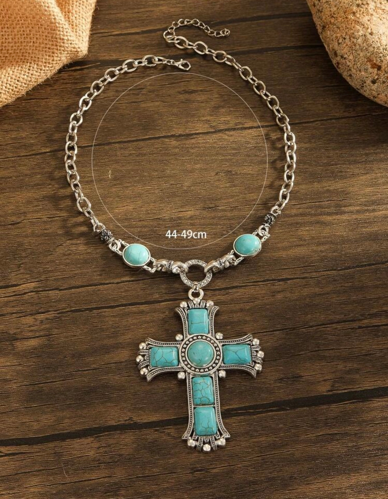 Aqua Mare Cross Necklace