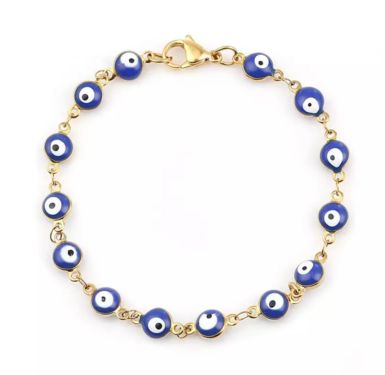 Nazar Bracelet Deep Blue Stainless Steel Gold