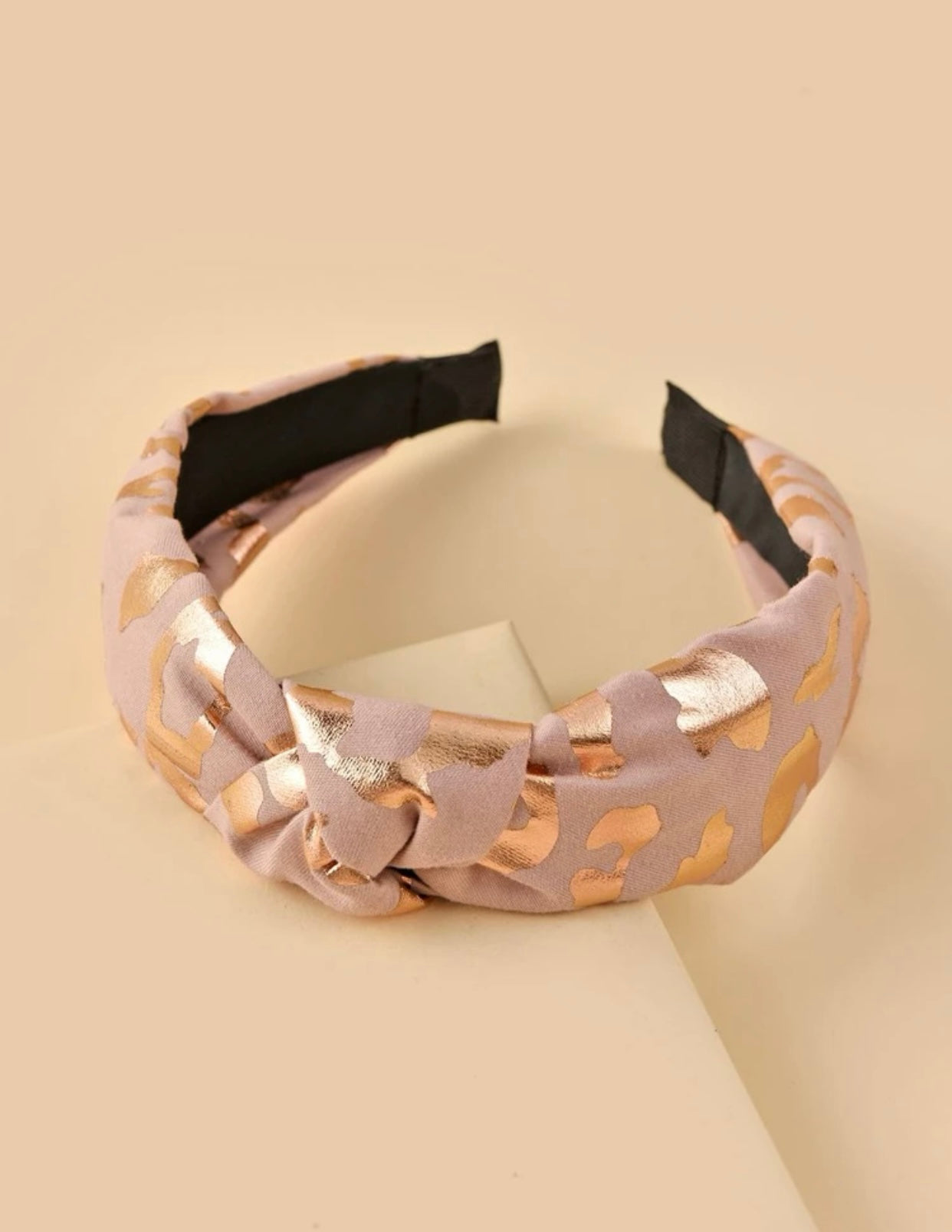 Nude/Gold Leopard Headband