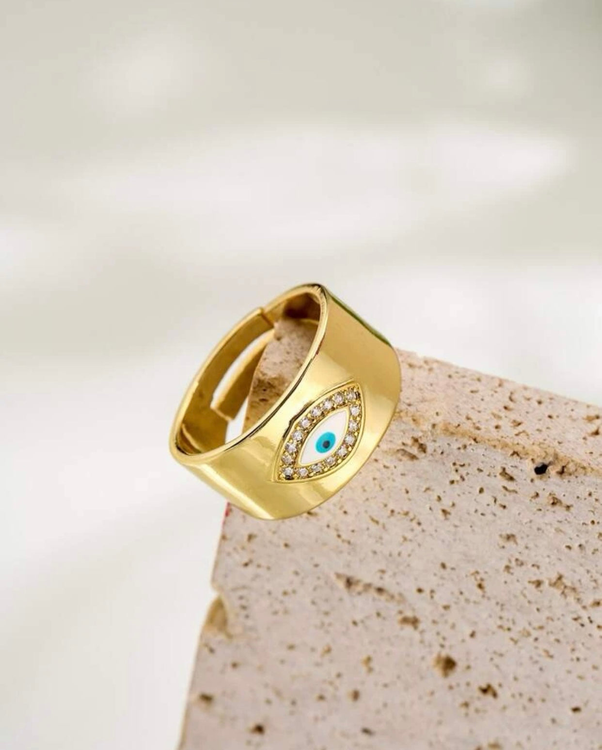 Nazar 18k Plated Adjustable Ring