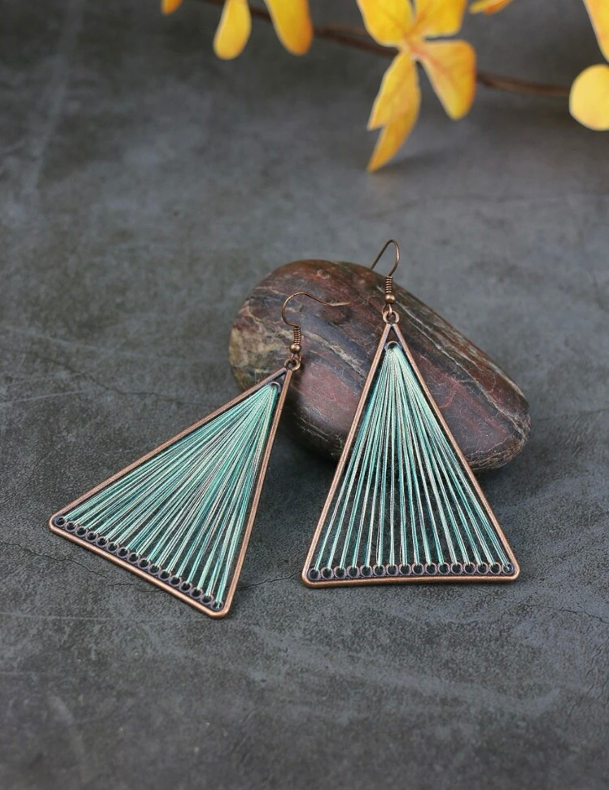 Bronze Triangle Drop Earrings