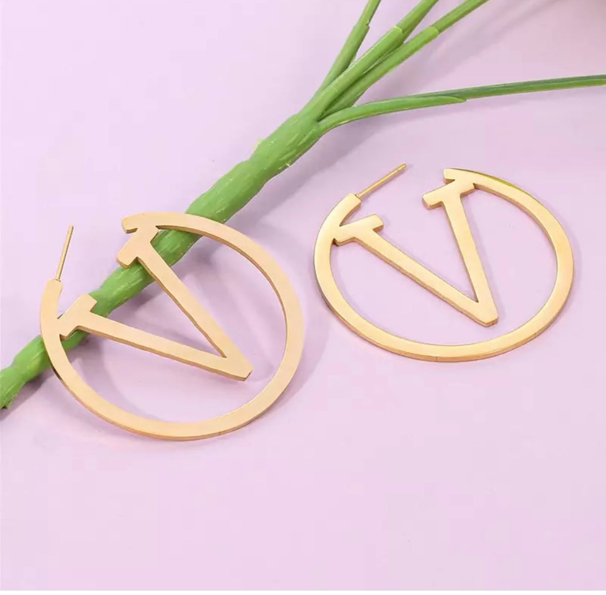 Gold V Hoop Earrings