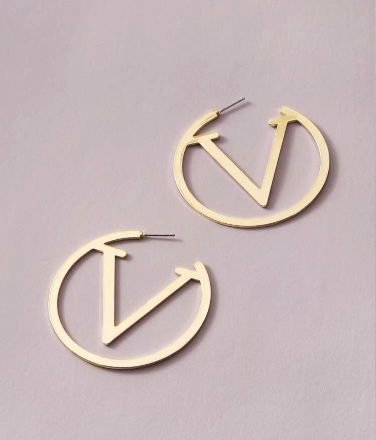 Gold V Hoop Earrings