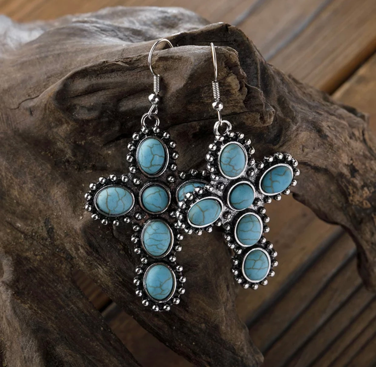 Turquoise Cross Earrings