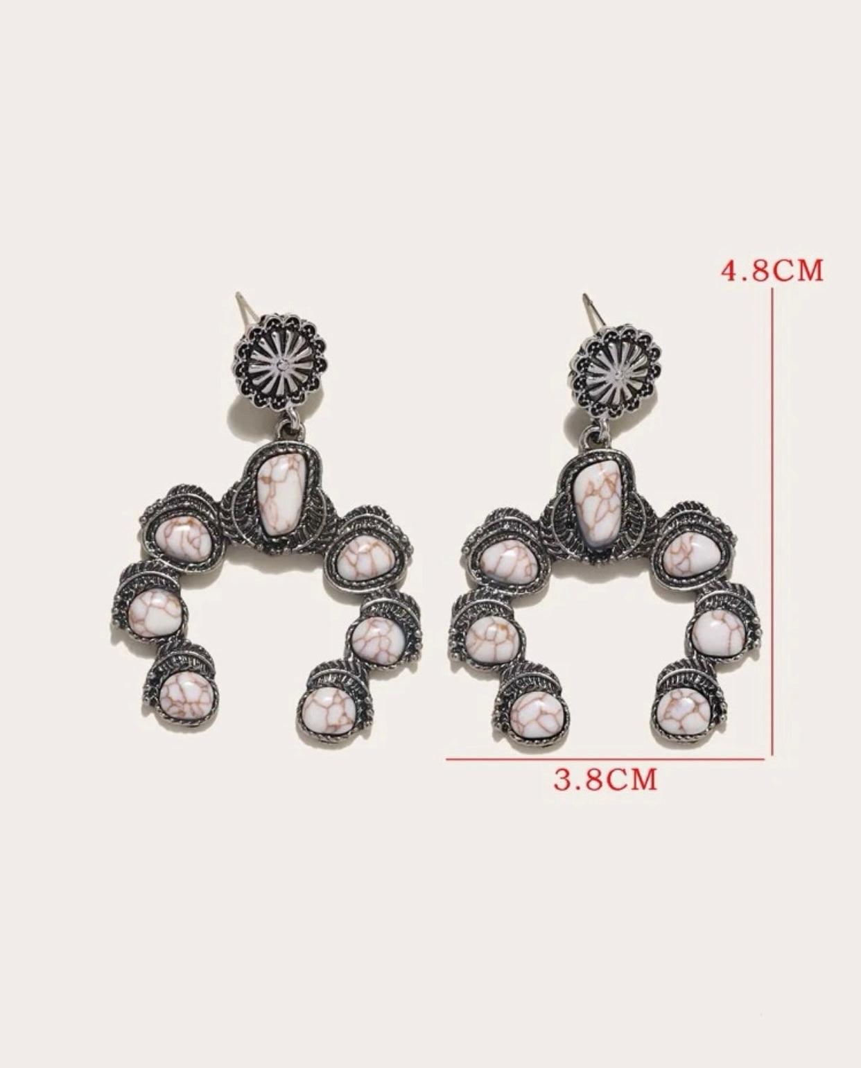 Stone Metal drop earrings