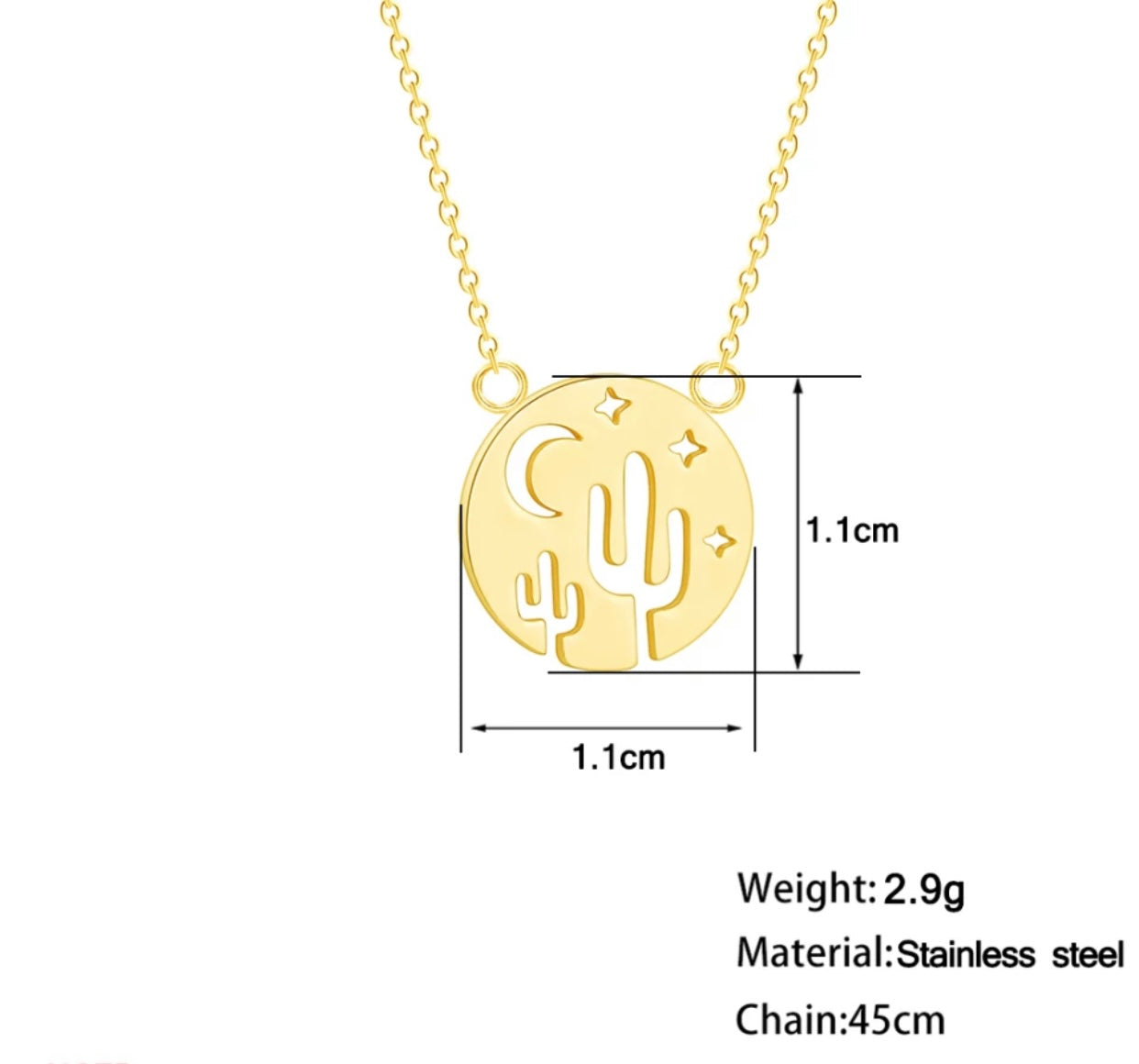 Cactus Plant Stainless Steel Necklace