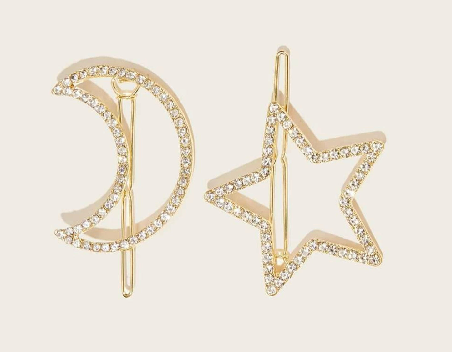 Rhienstone Moon & Star Hair Clip