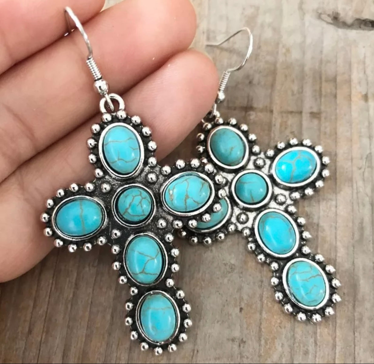Turquoise Cross Earrings