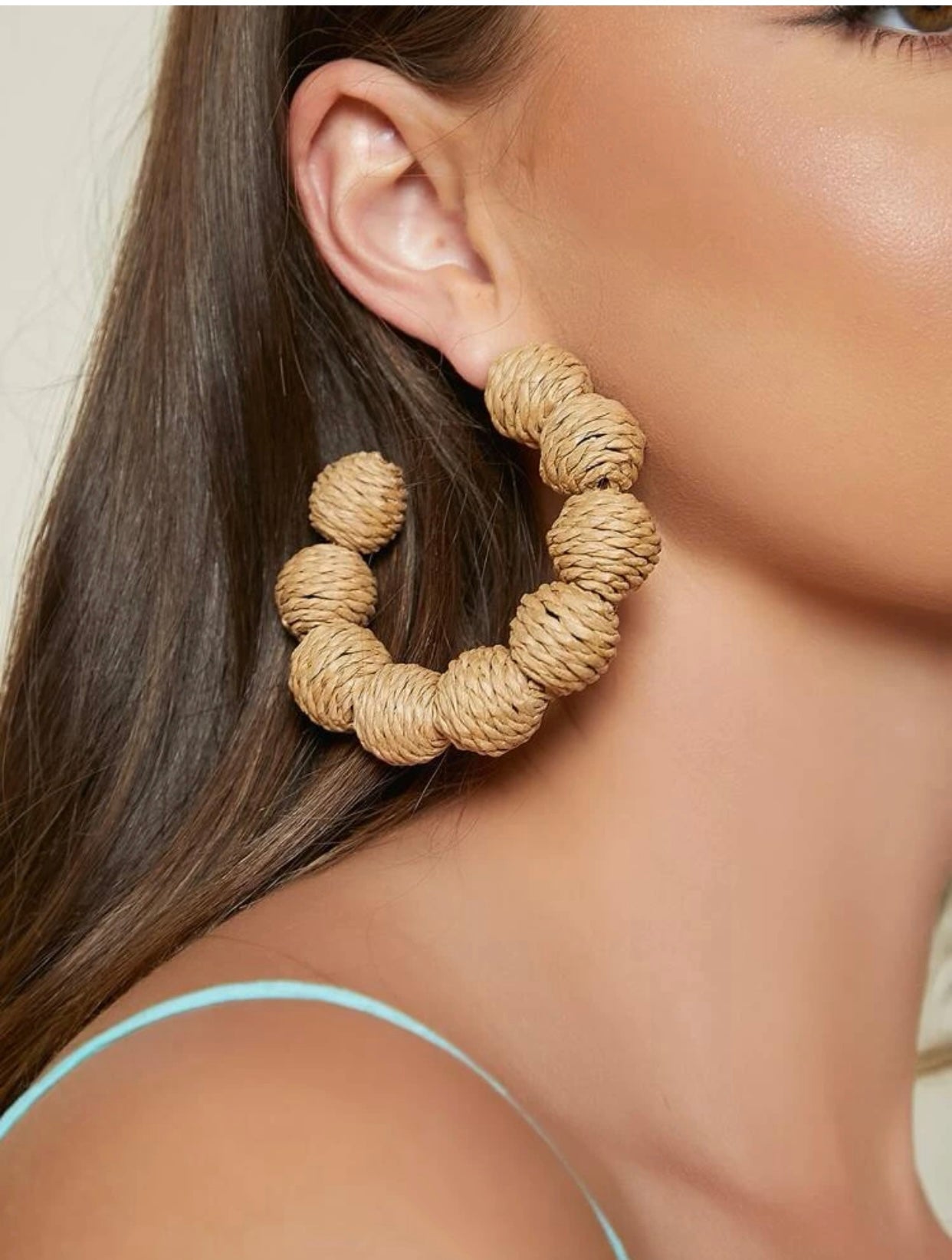 Handmade Wave Rattan Hoop Earrings