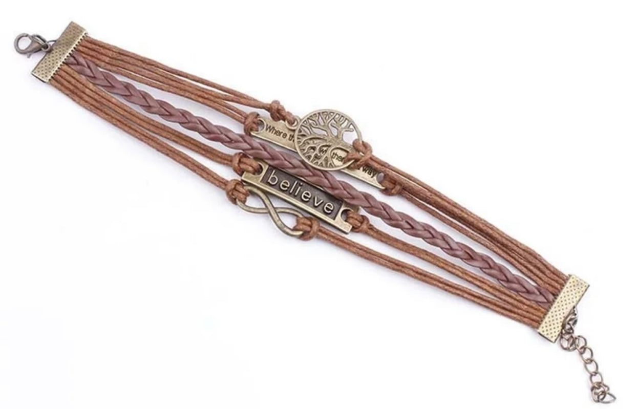 Bronze Tree of Life Leather Cord Bracelet