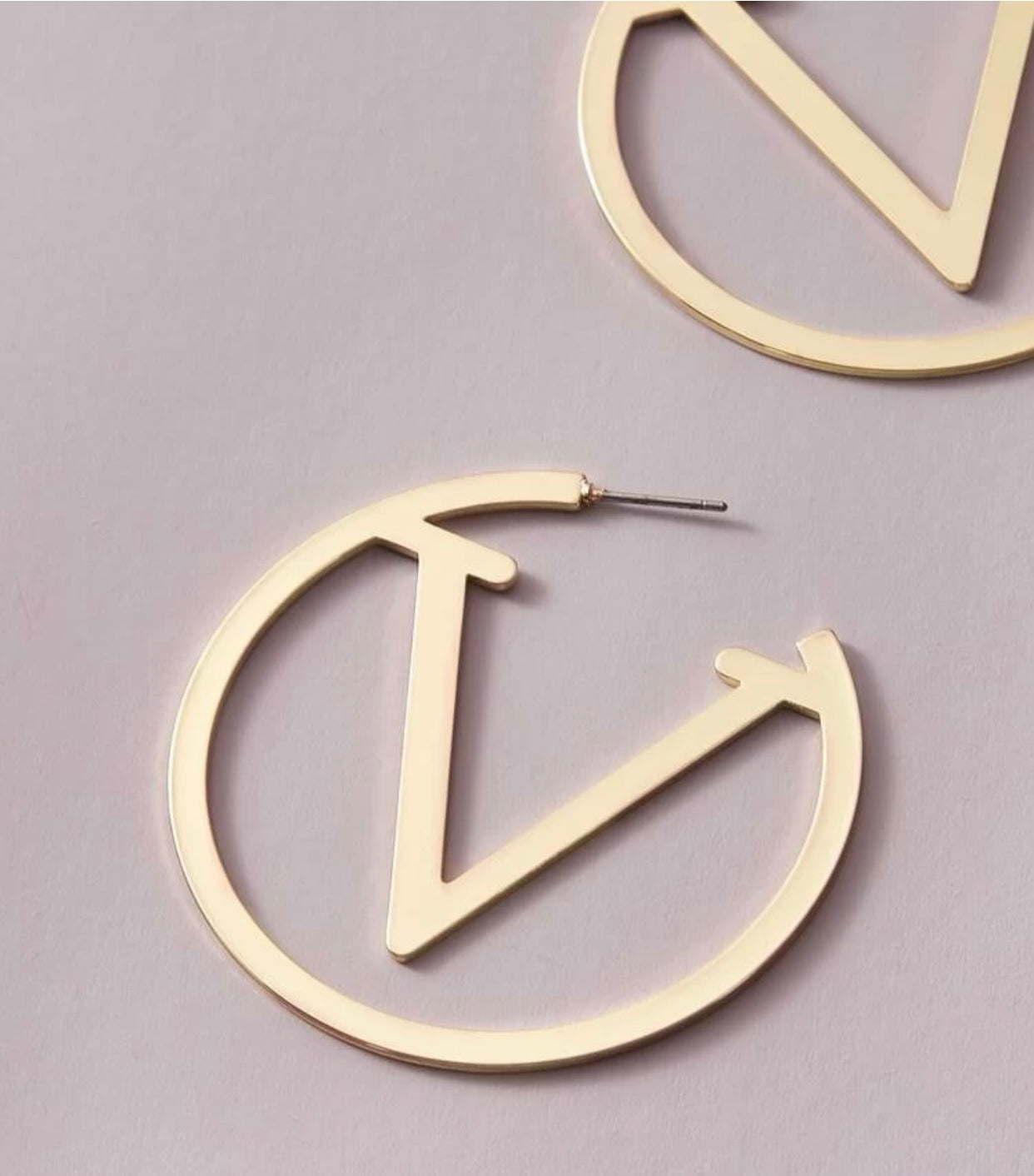 Gold V Hoop Earrings