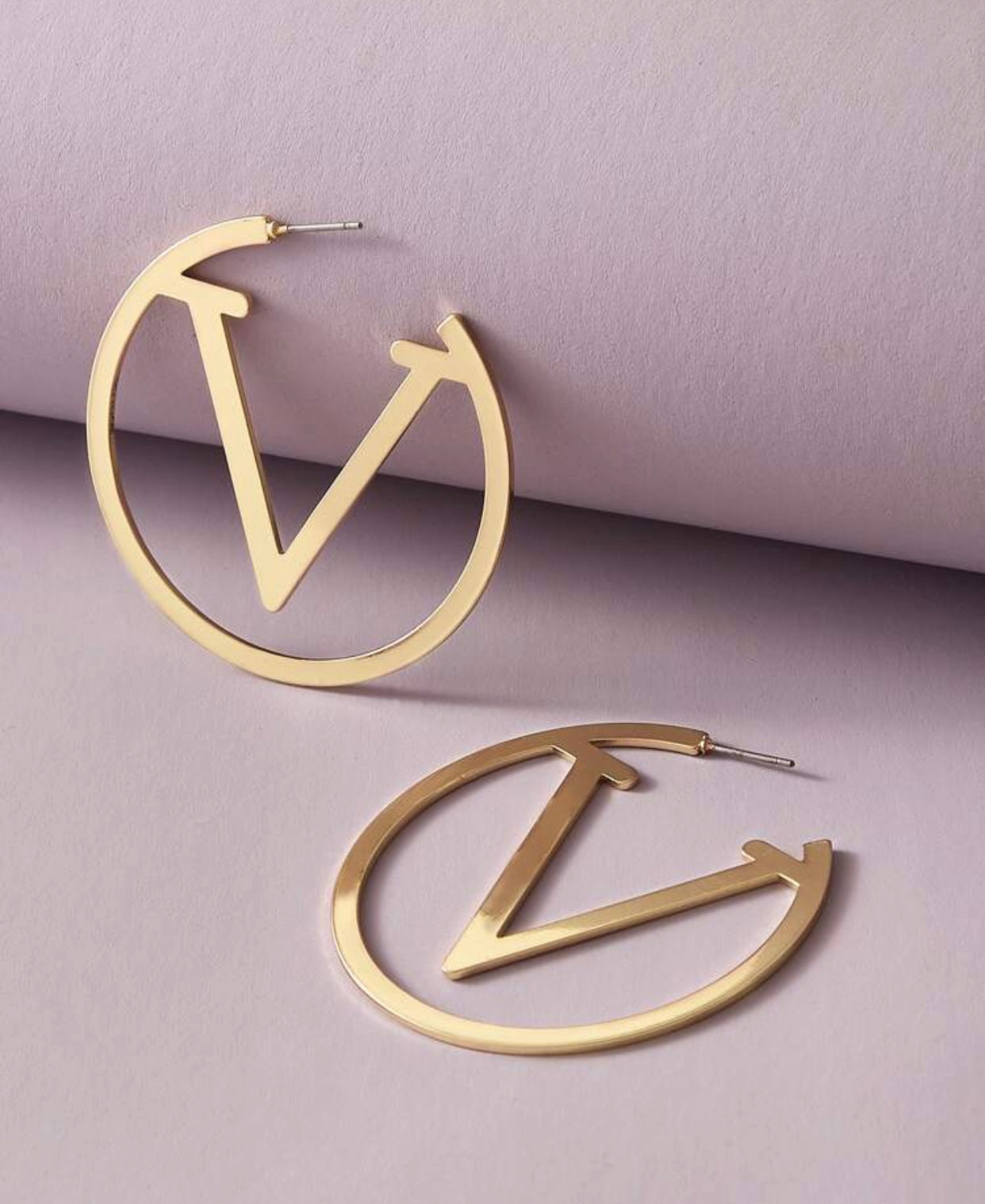 Gold V Hoop Earrings