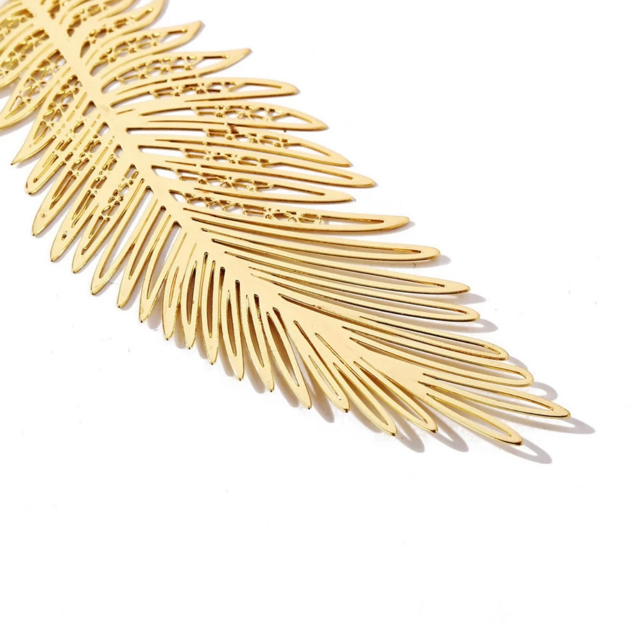 Hollow Metal Feather Drop Earrings