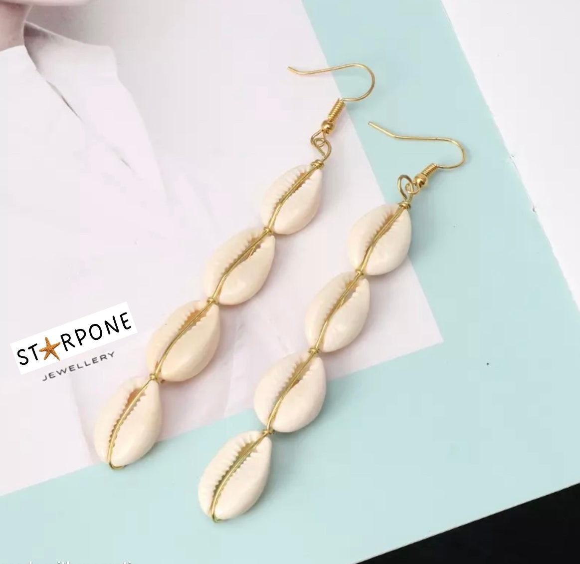 Natural Conch Shell Pendant Drop Earrings