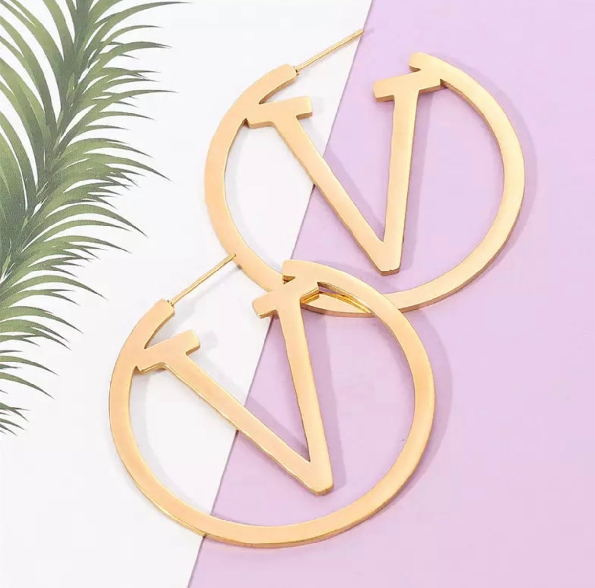 Gold V Hoop Earrings