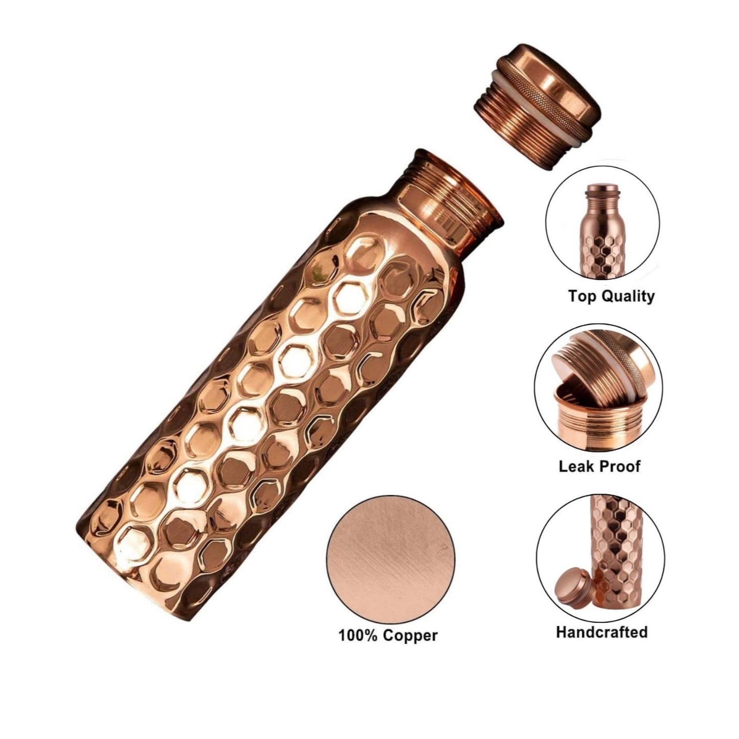 Pure Copper Water Bottle Leak Proof 1 Liter