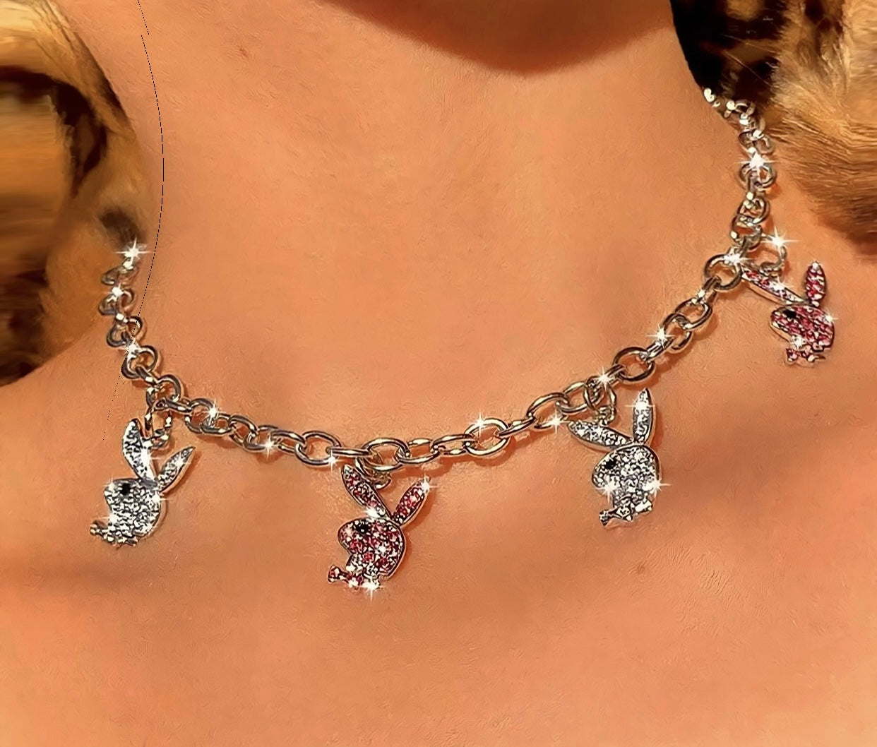 Gold Zircon Playboy Necklace Choker