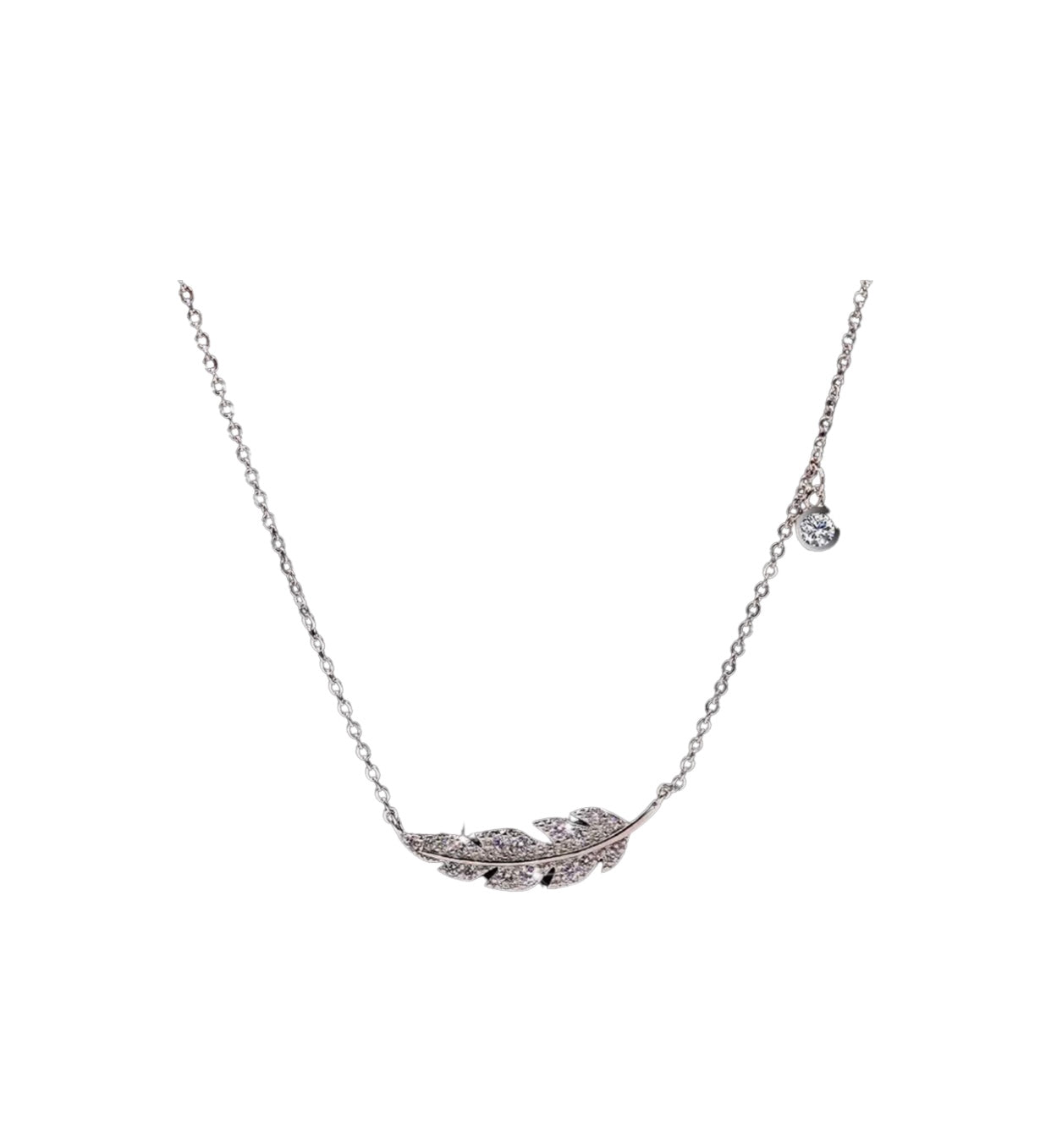 Sparkling Zircon Feather Necklace