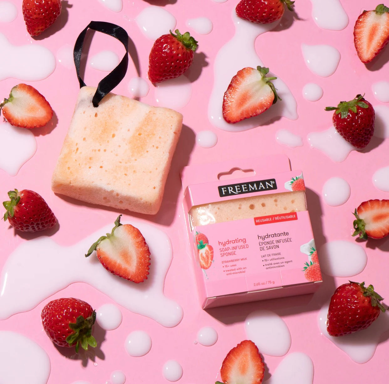 Hydrating Soap-Infused Sponge, Strawberry Milk, 1 Sponge