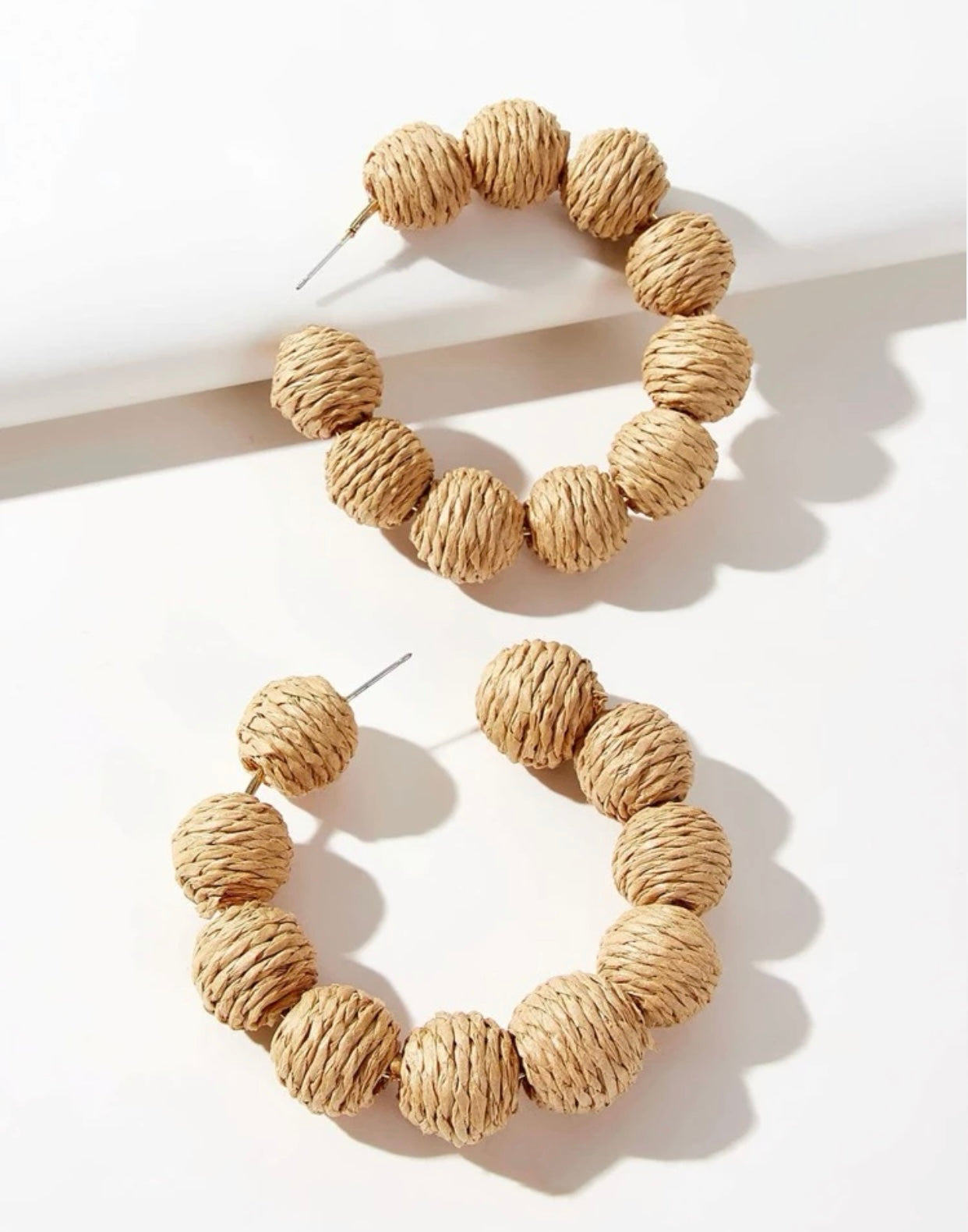 Handmade Wave Rattan Hoop Earrings
