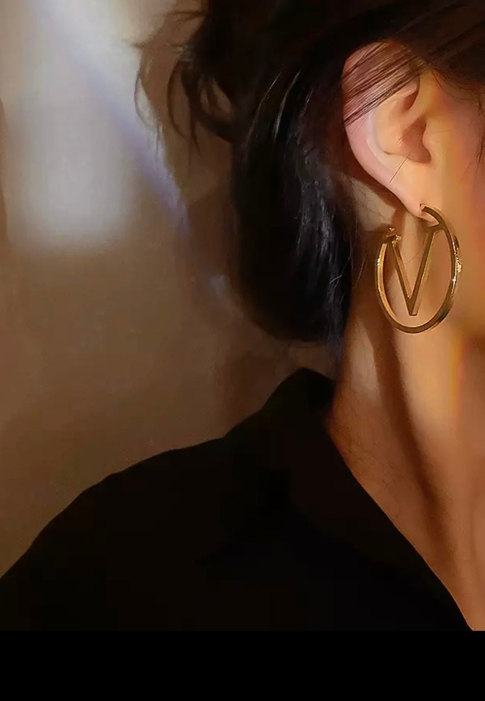 Gold V Hoop Earrings