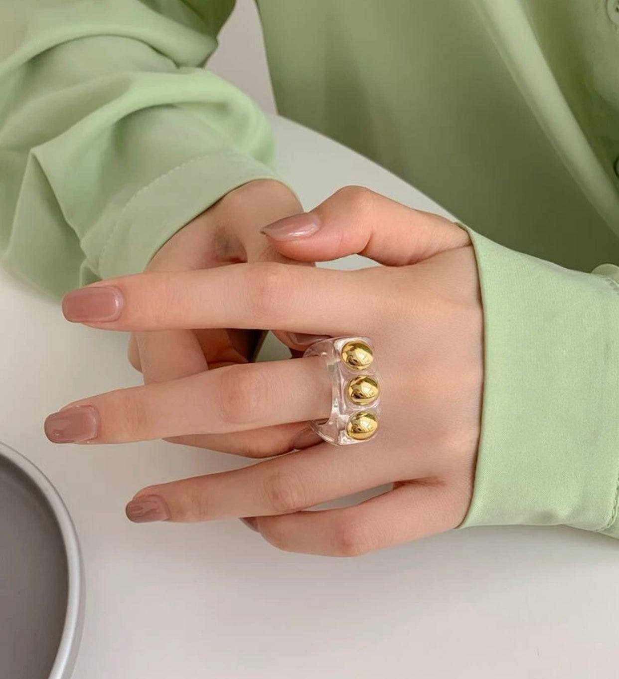 Clear Ring With Gold