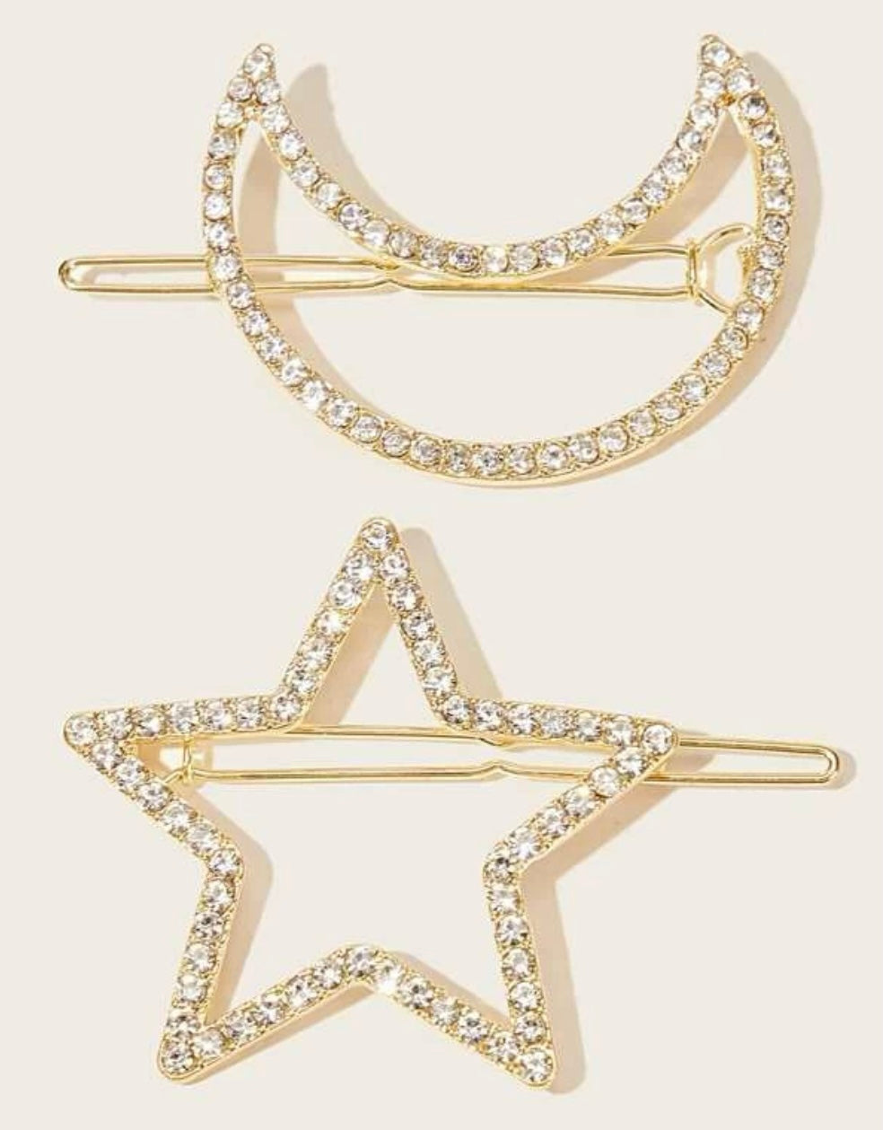 Rhienstone Moon & Star Hair Clip