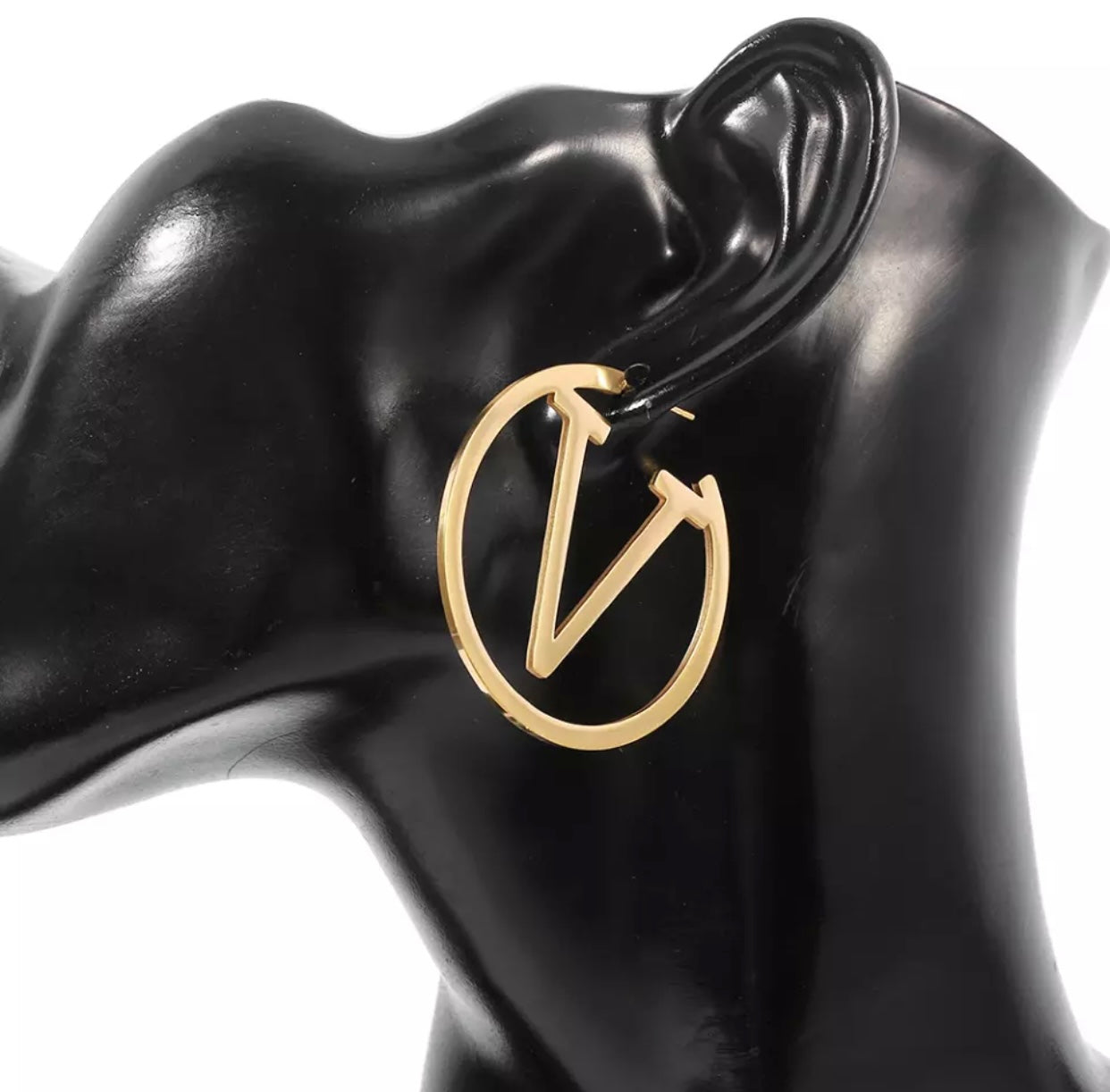 Gold V Hoop Earrings