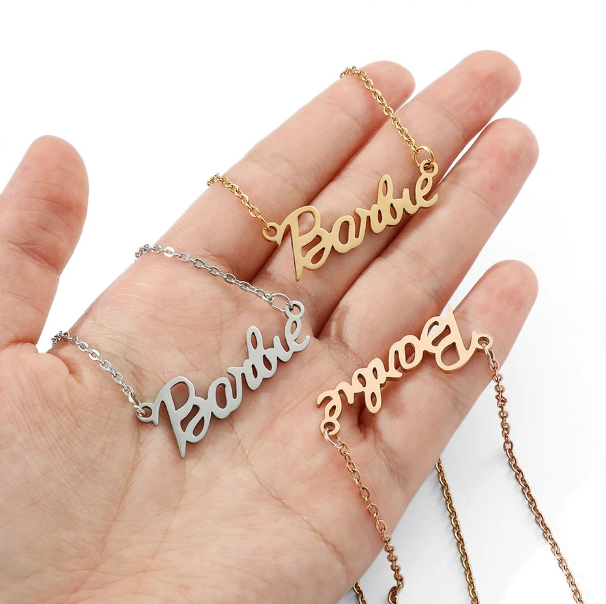 Barbie logo necklace sales
