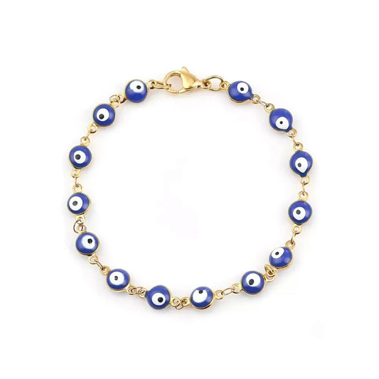 Nazar Bracelet Deep Blue Stainless Steel Gold