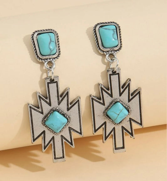 Turquoise Geometric Drop Earrings