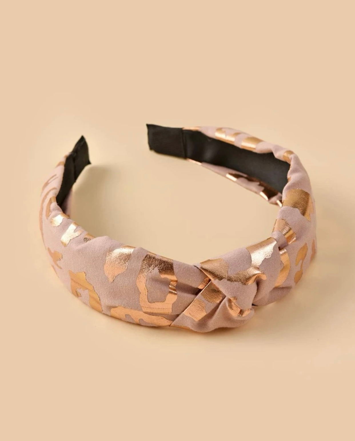 Nude/Gold Leopard Headband