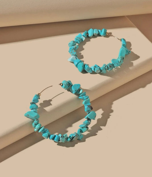 Lolita Turquoise Hoop Earrings & Necklace Set