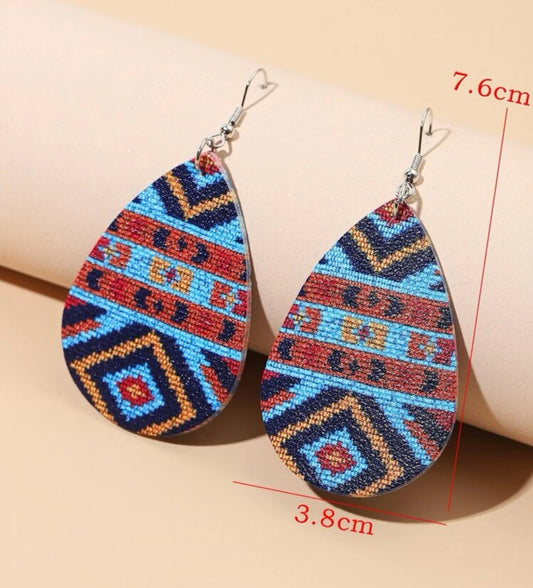 Aztec Pattern Water Drop earrings