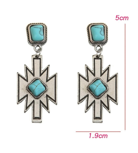 Turquoise Geometric Drop Earrings