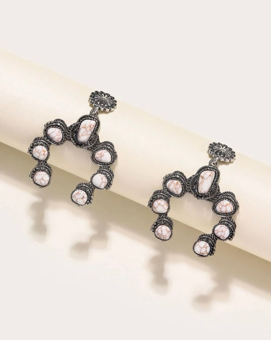 Stone Metal drop earrings