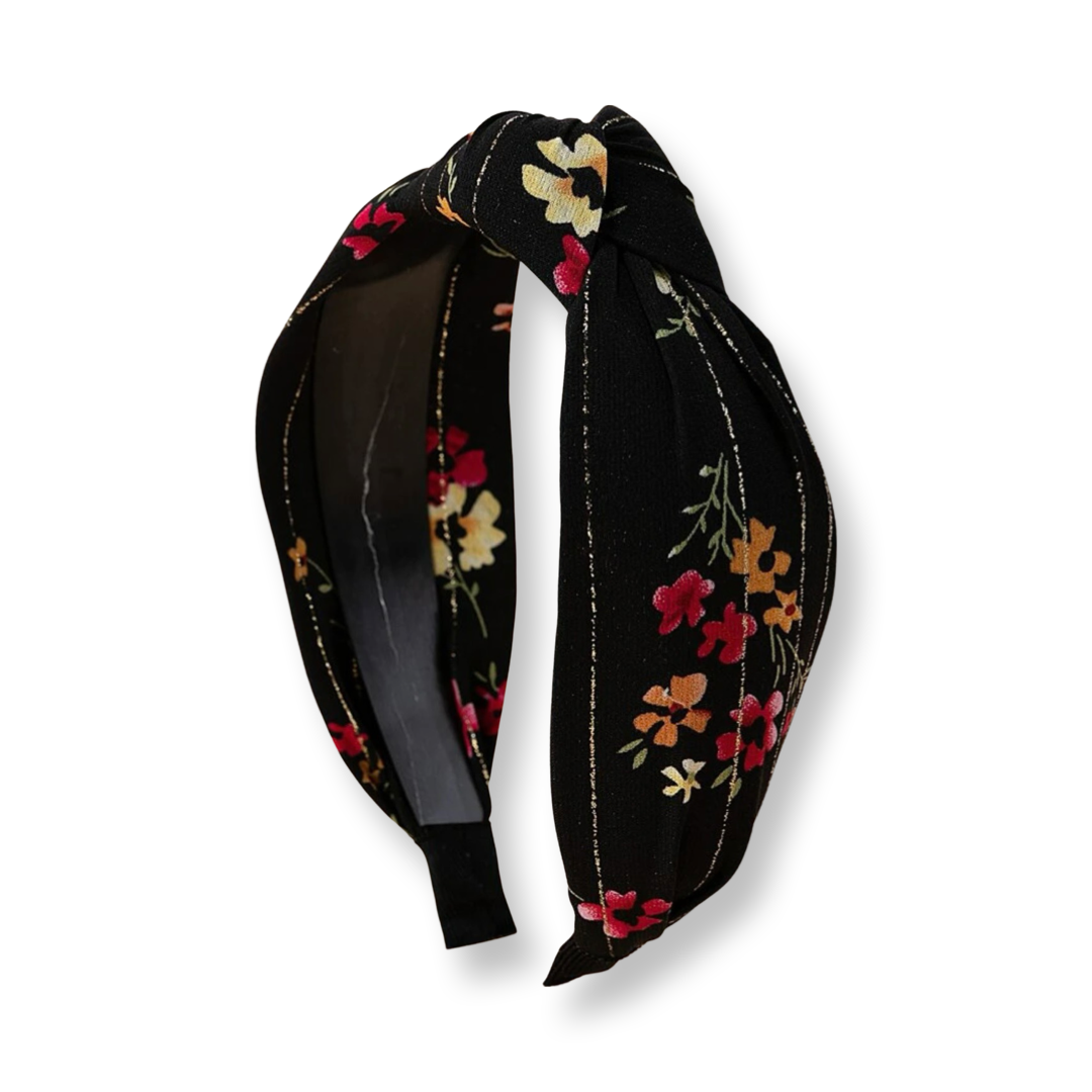 Floral Black Headband