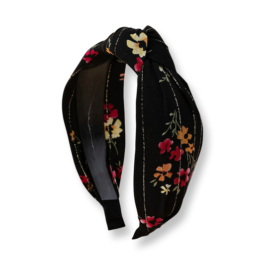 Floral Black Headband