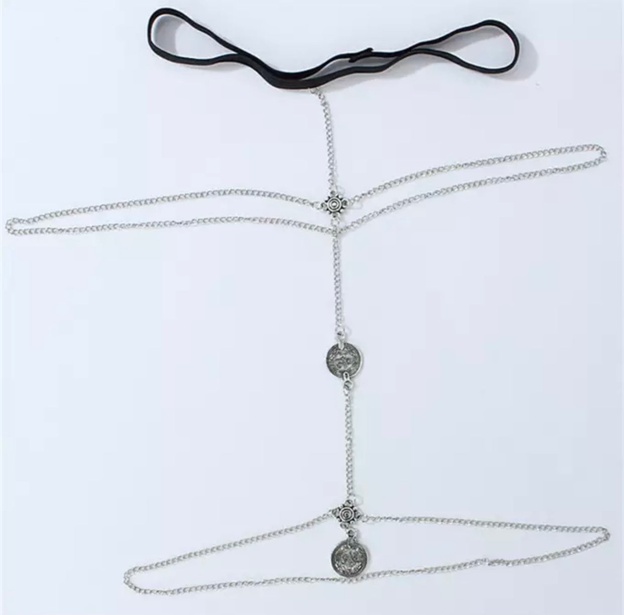 Silver Leg Chain with Coins