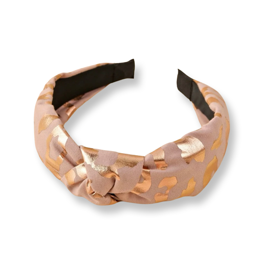 Nude/Gold Leopard Headband