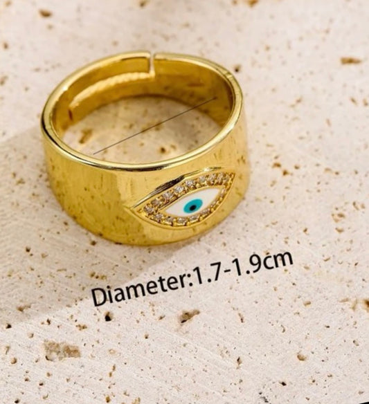 Nazar 18k Plated Adjustable Ring