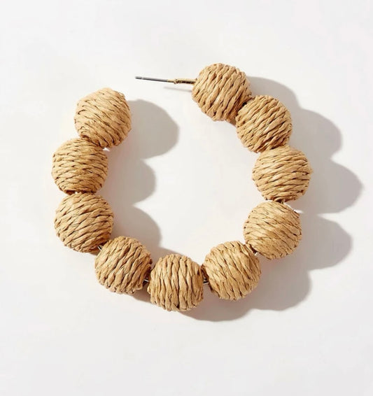 Handmade Wave Rattan Hoop Earrings