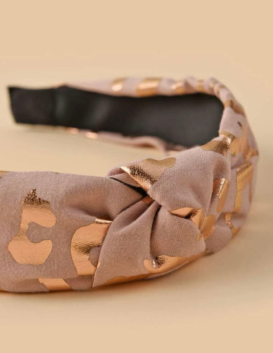 Nude/Gold Leopard Headband