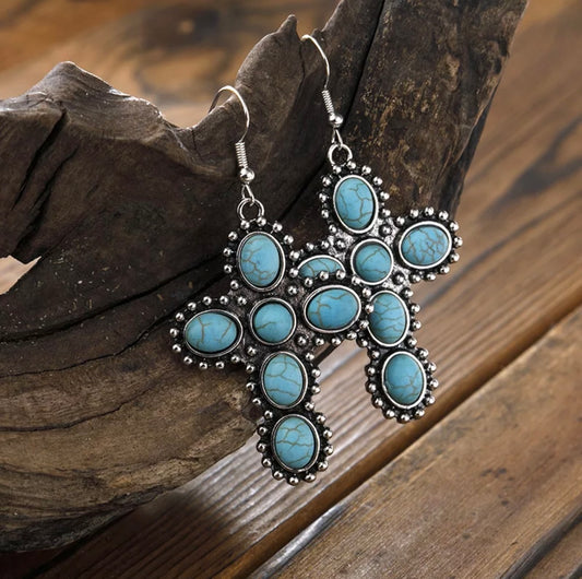 Turquoise Cross Earrings