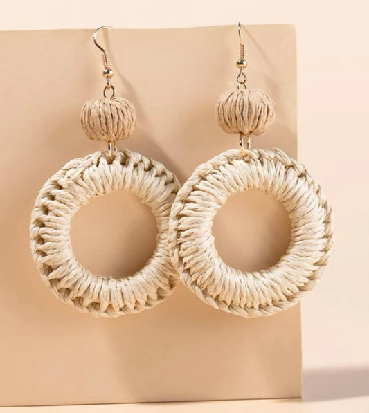 Rattan Round Drop Earrings