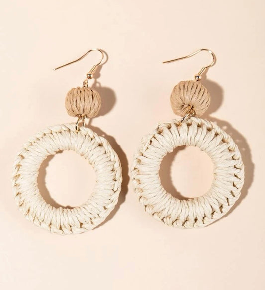 Rattan Round Drop Earrings