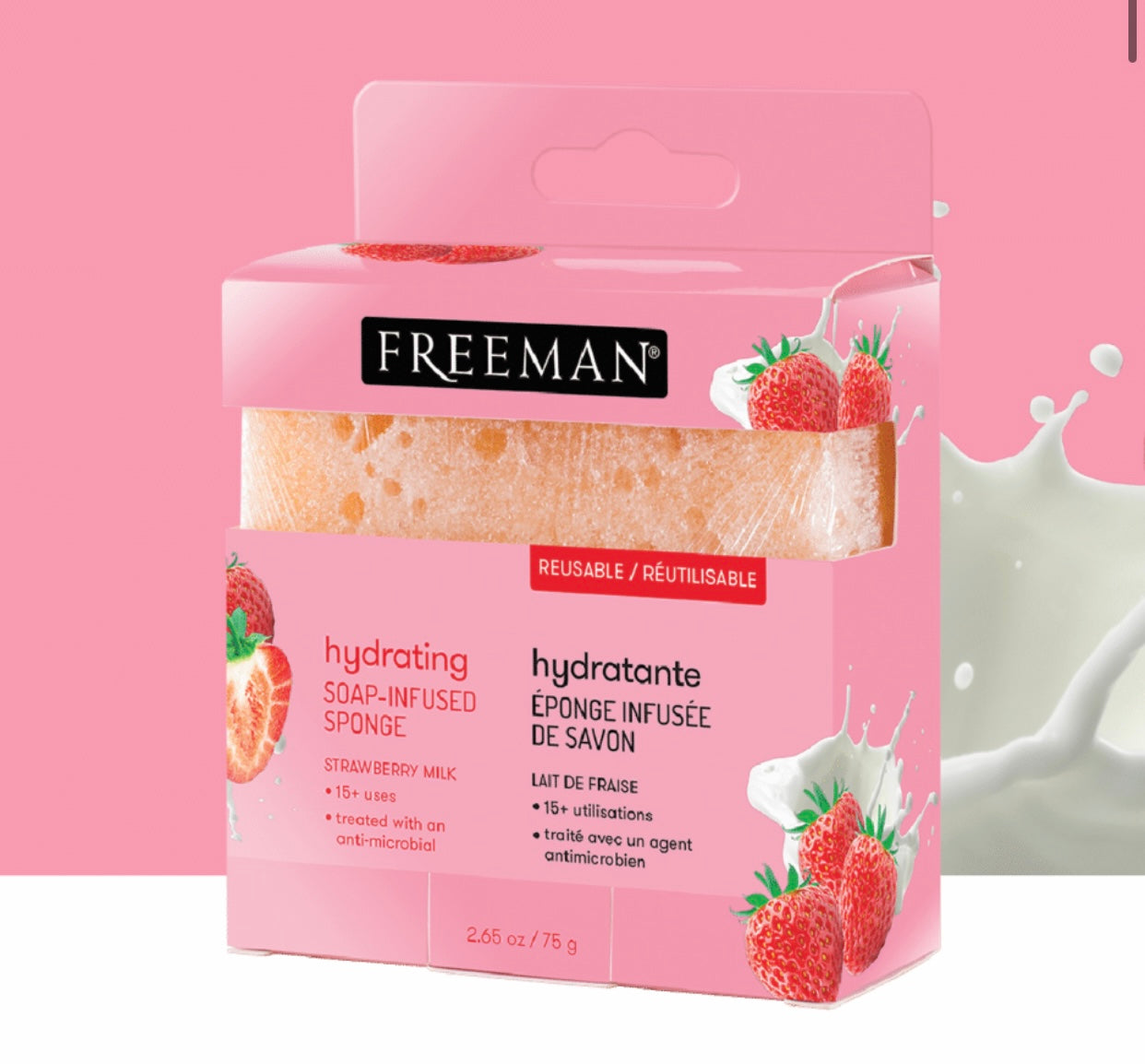 Hydrating Soap-Infused Sponge, Strawberry Milk, 1 Sponge