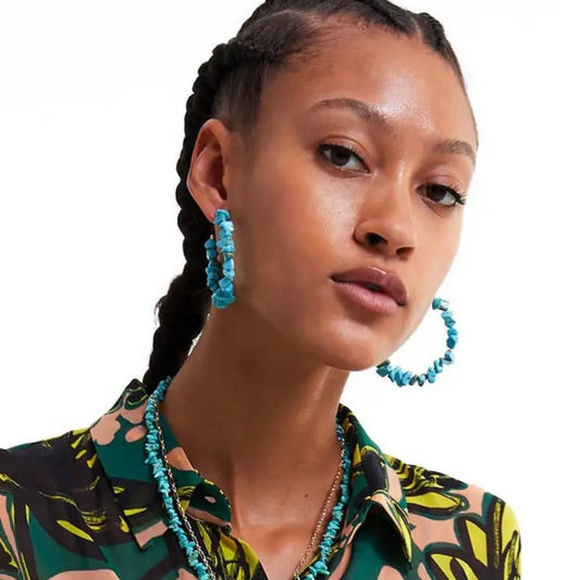 Lolita Turquoise Hoop Earrings & Necklace Set