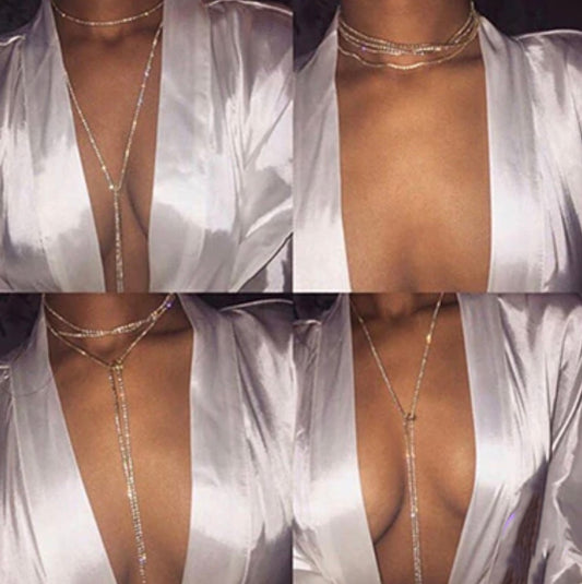 Dainty Dripdraw Rhinestone Necklace